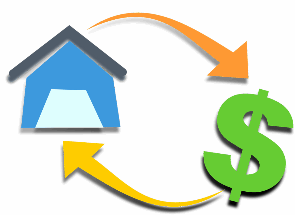 Imagem mostra uma miniatura de casa e um cifrão, ilustrando uma operação de crédito home equity ou crédito com garantia de imóvel.